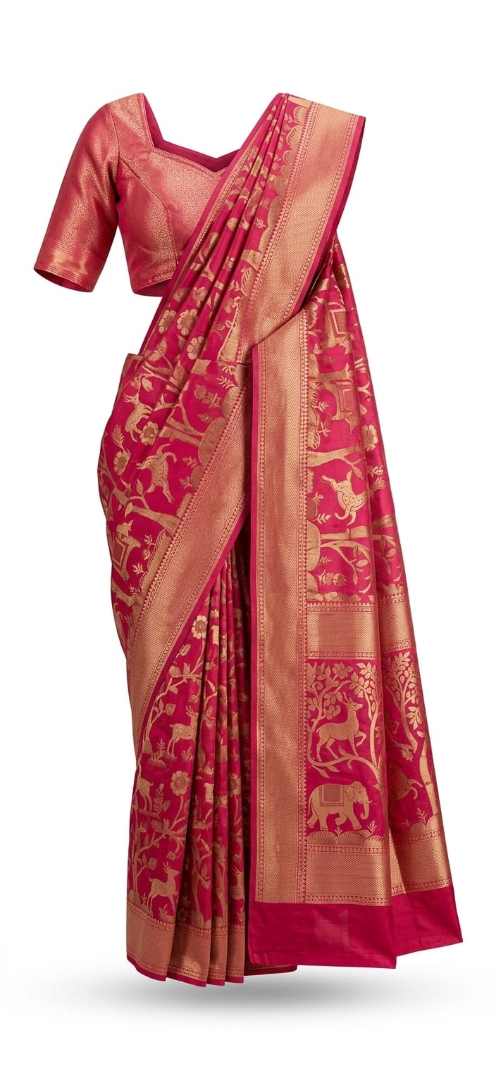 Cream Silk Sari